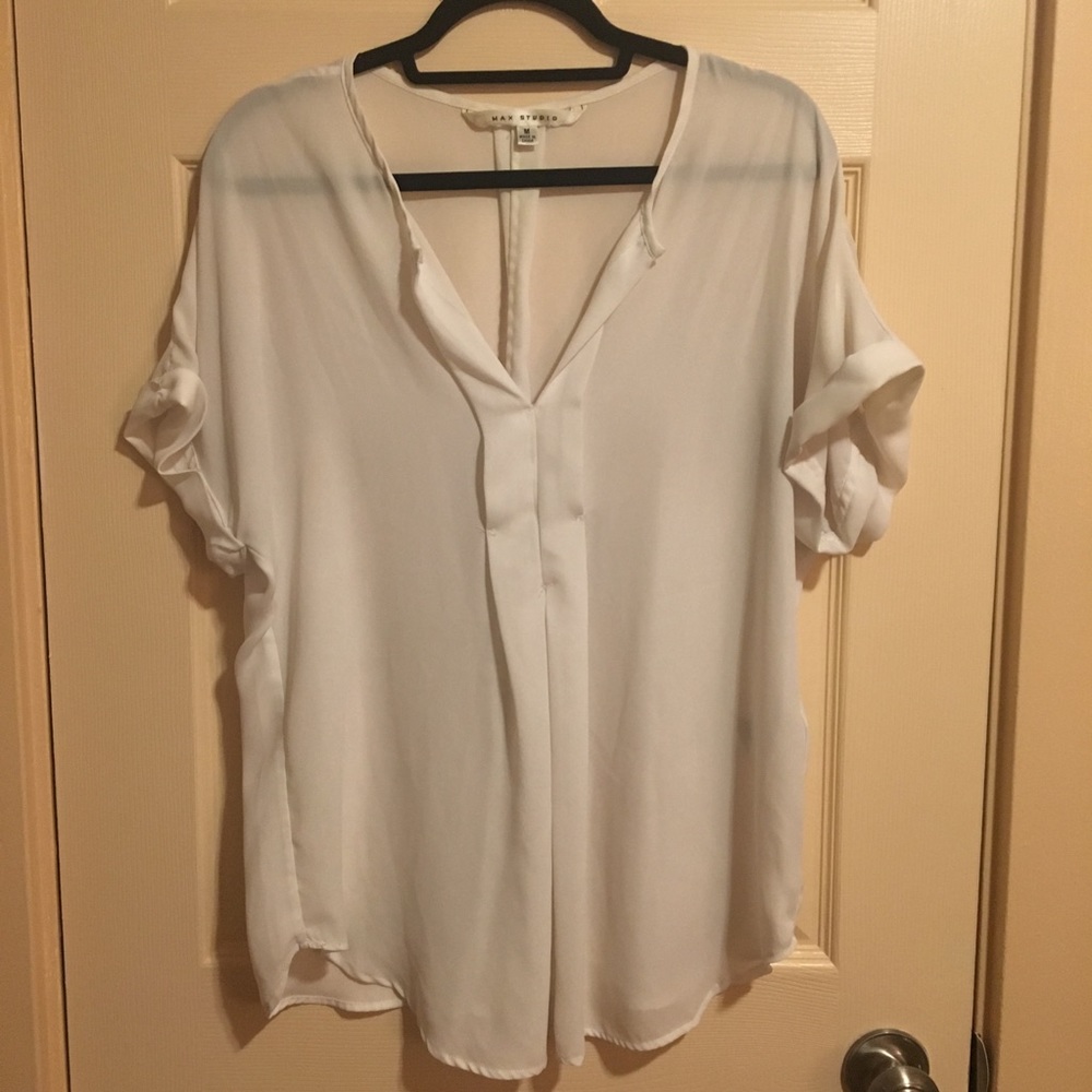 Max Studio Women’s Blouse White Med…
